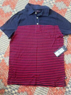 Vineyard Vines Navy and Red Striped Kids Polo